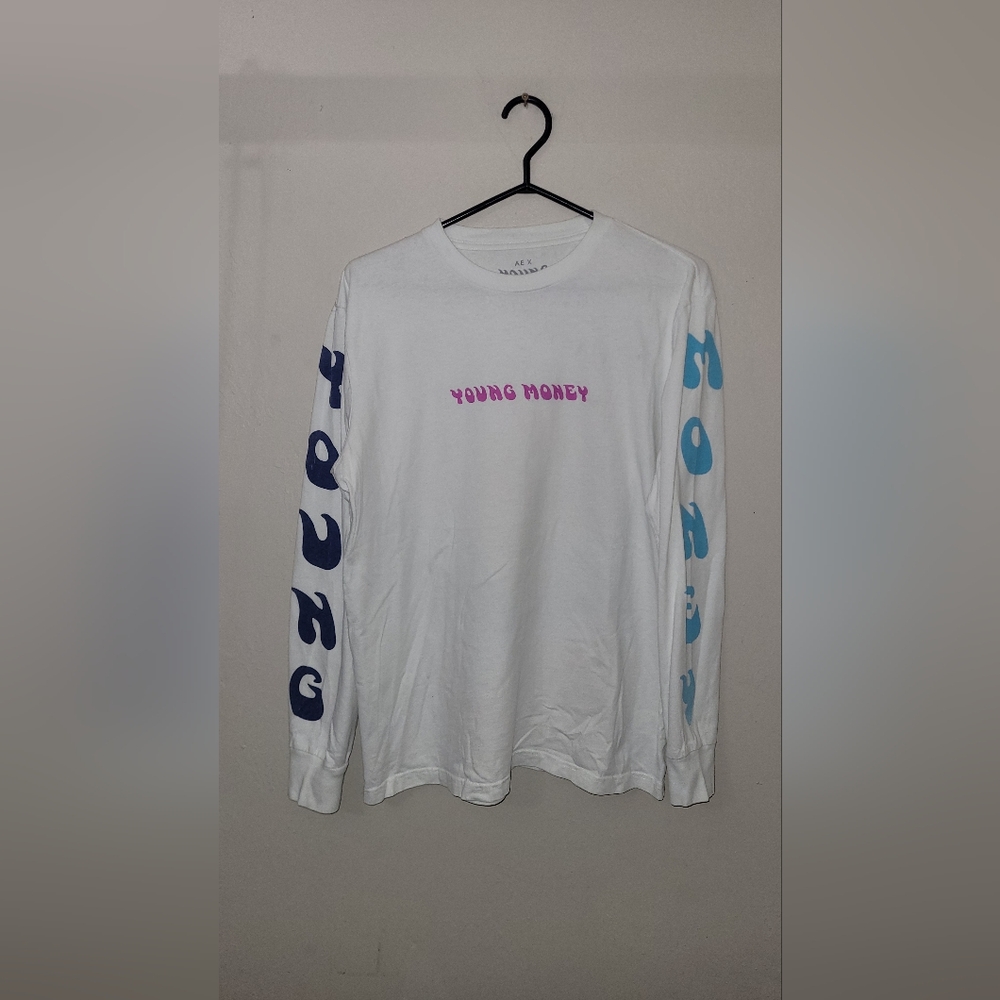 American Eagle Shirt AE X "Young Money" Lil Wayne White Long Sleeve T Shirt Sz M